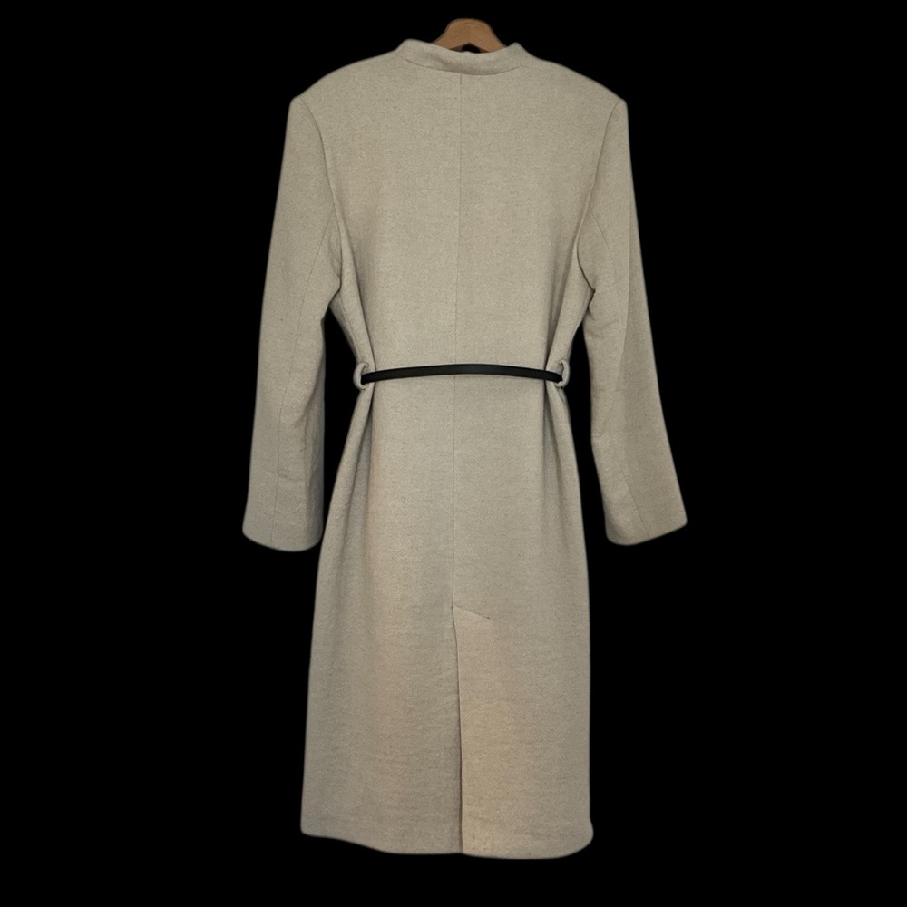 NWT Zara Wool Blend Coat With Leather Belt - Picture 10 of 13
